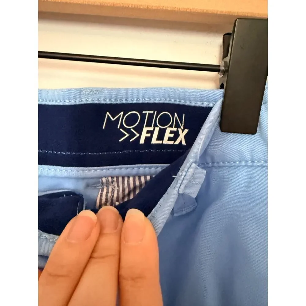 Crown & Ivy Mens Motion Flex Shorts Size 34 Blue Chino Stretch Preppy Cotton